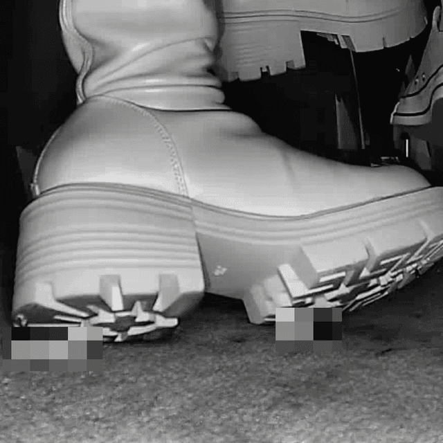Woman in white boots candid crushing in cinema 2