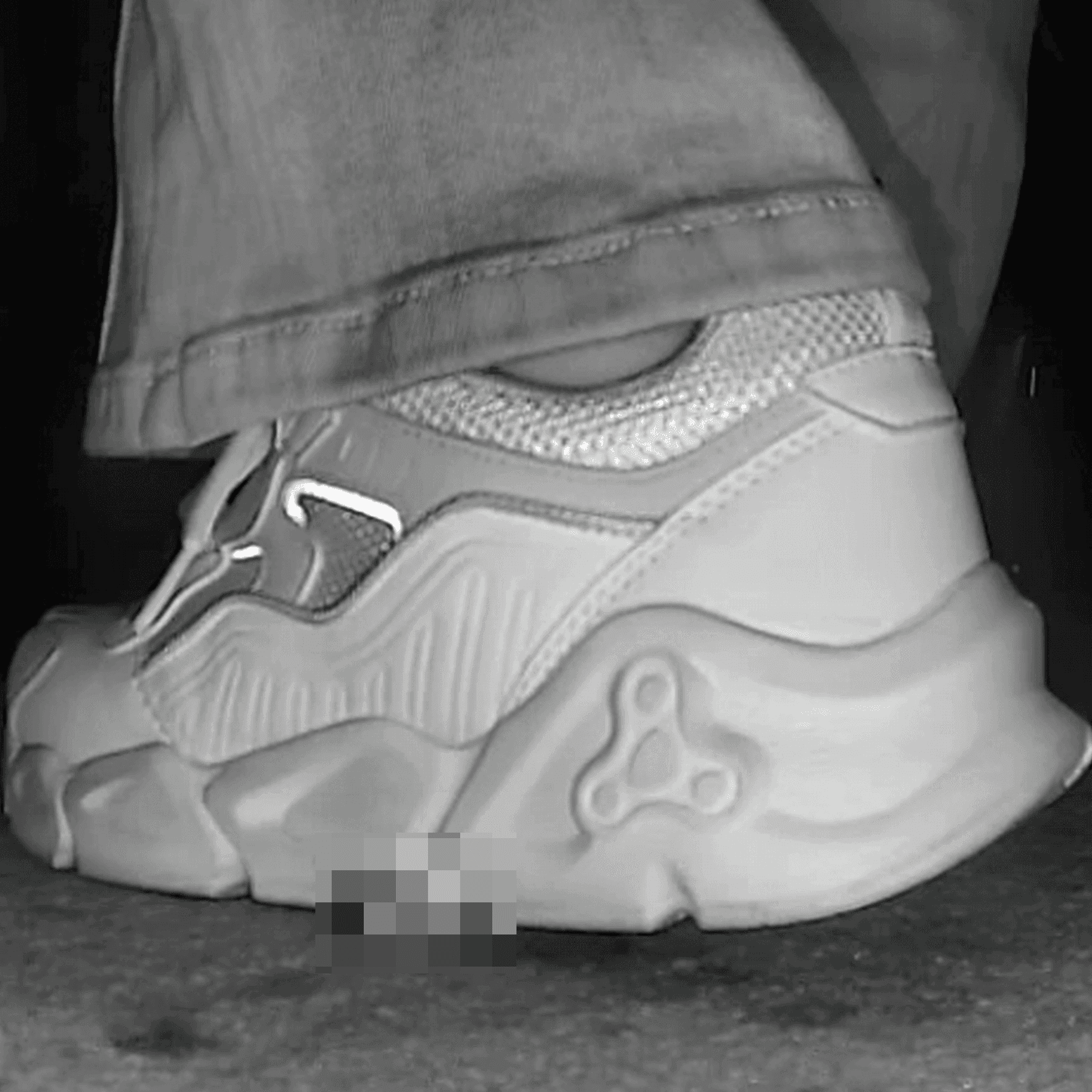 Woman in white sneakers candid crushing in cinema