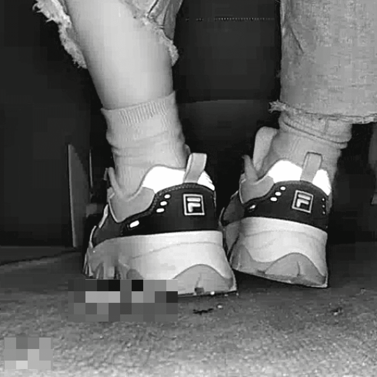 Woman in Fila sneaker candid crushing in cinema thumb 2