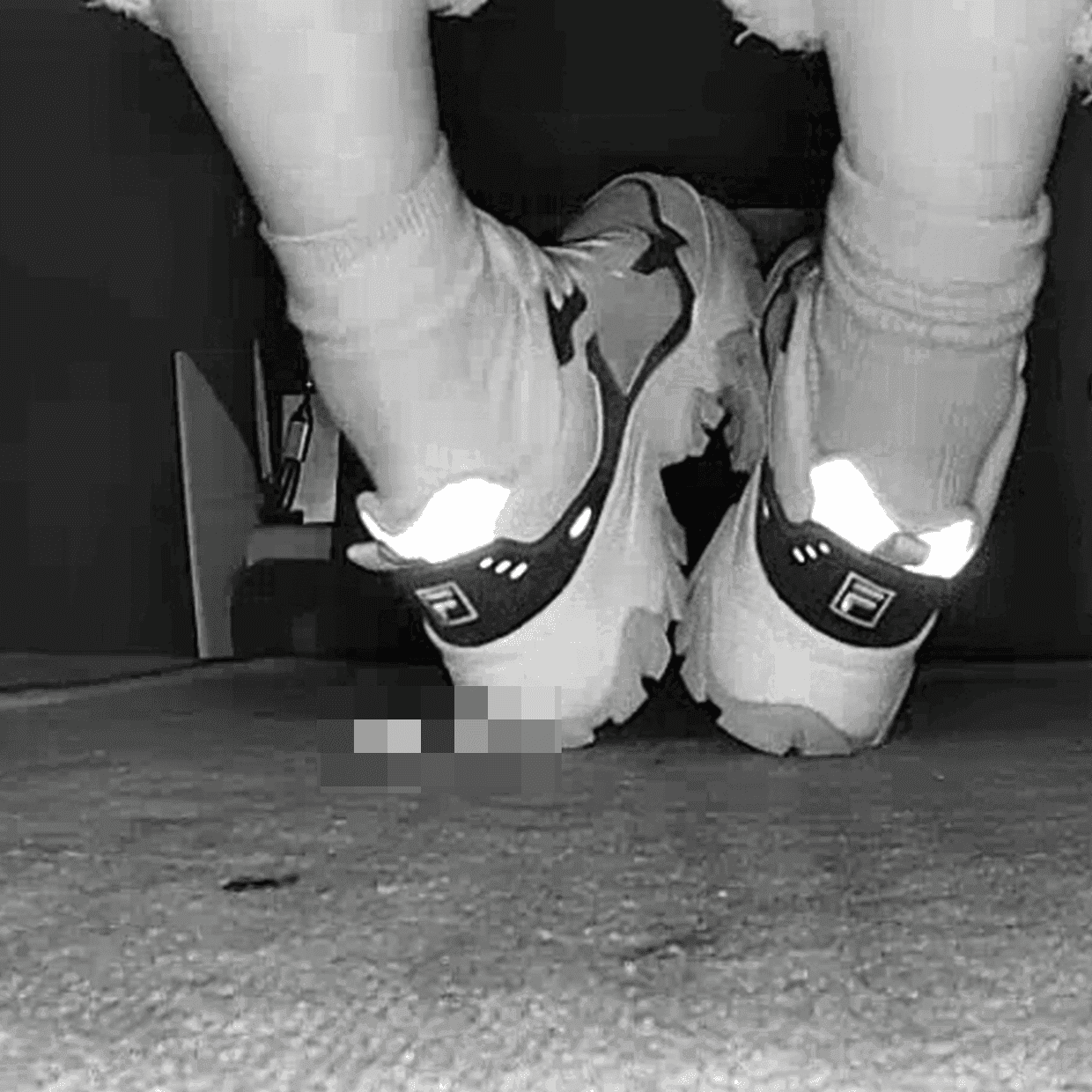 Woman in Fila sneaker candid crushing in cinema thumb 3