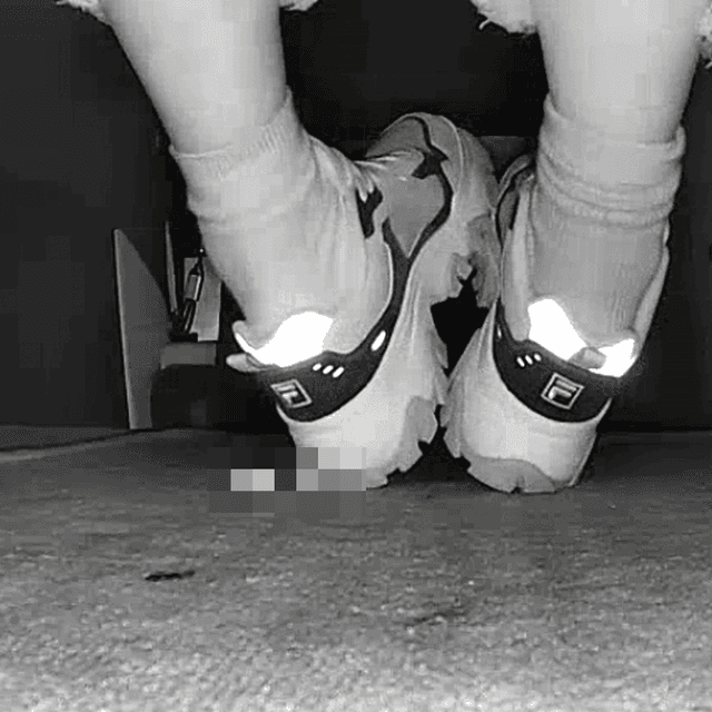 Woman in Fila sneaker candid crushing in cinema 3