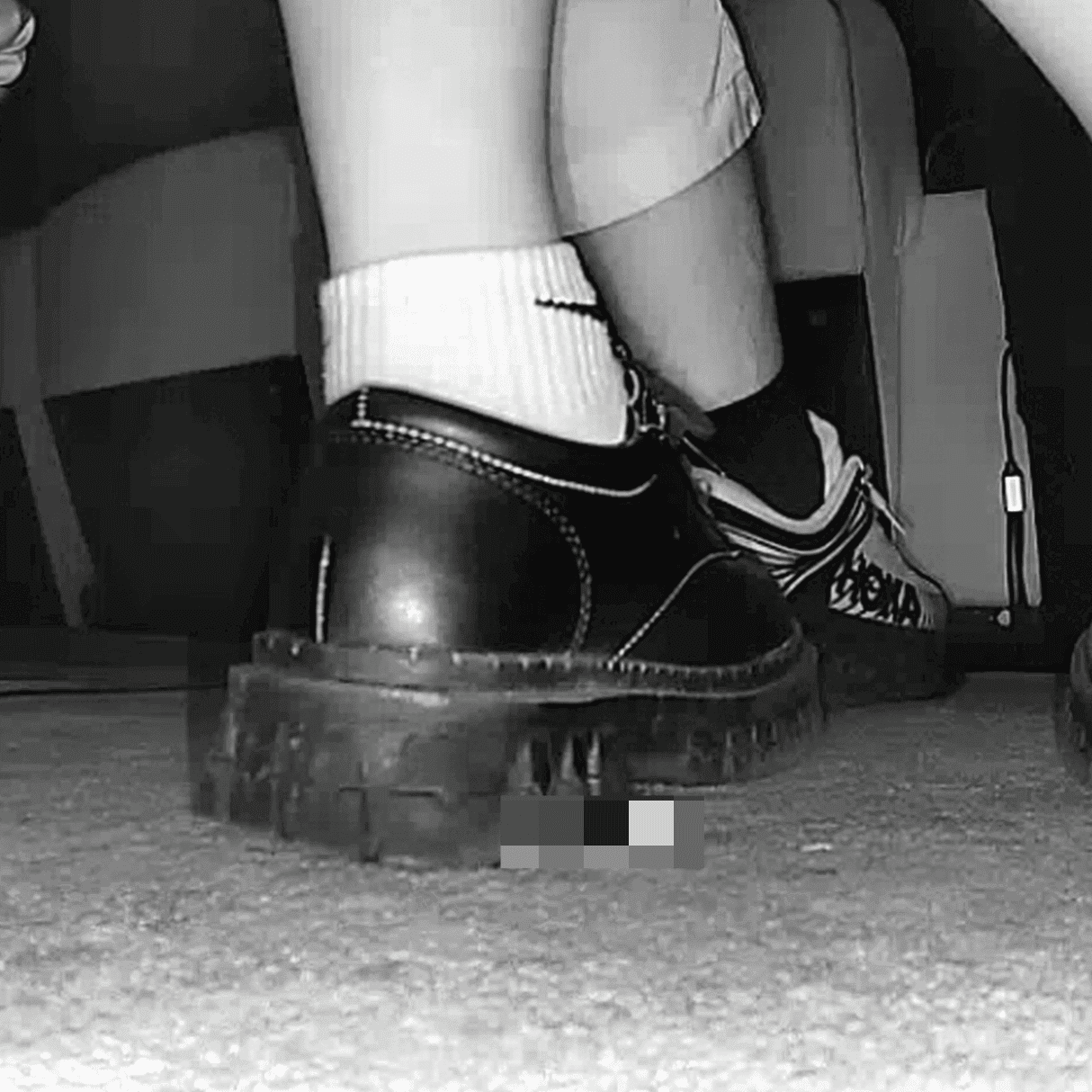 Woman in white socks and leather shoes with her boyfriend candid crushing at the cinema thumb 2