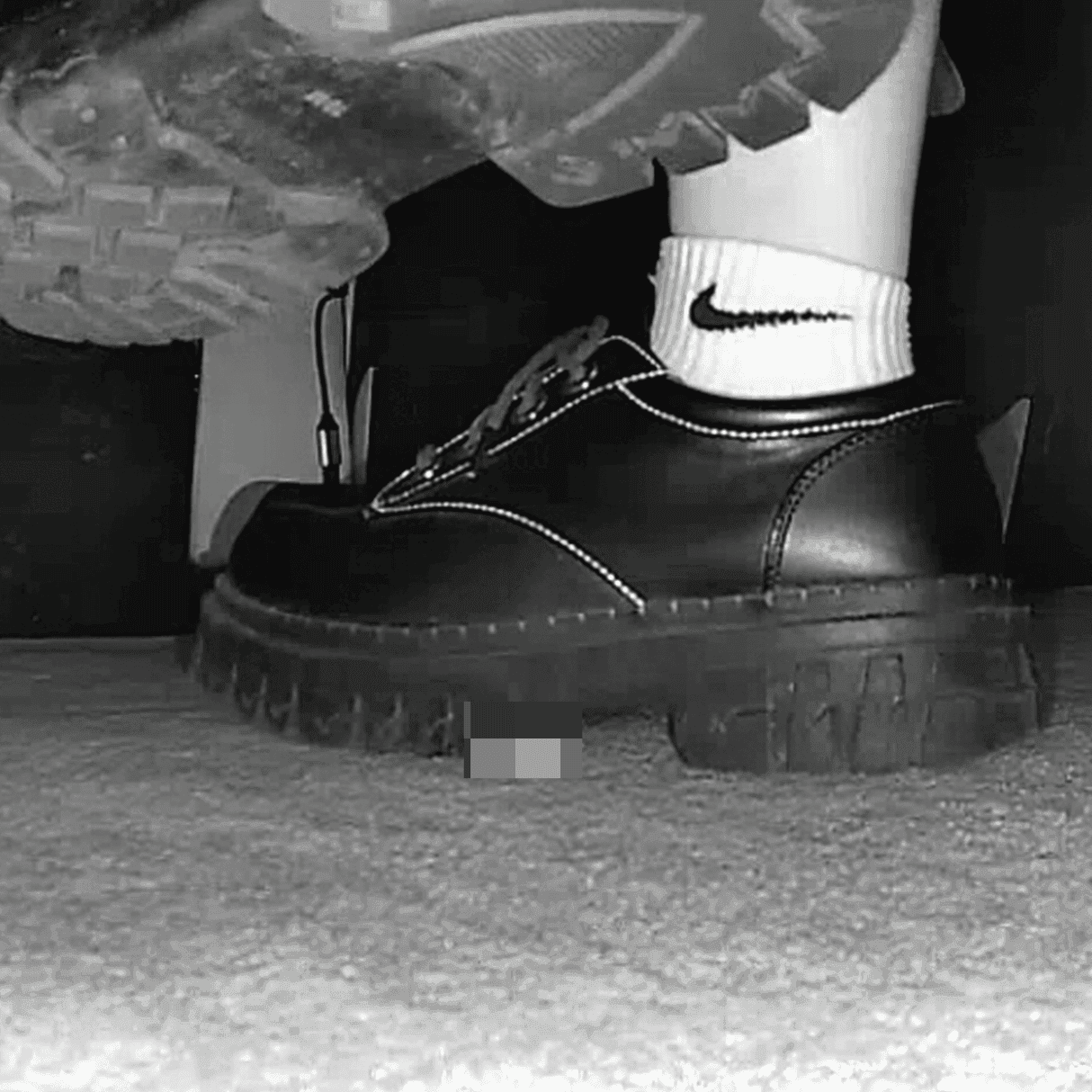 Woman in white socks and leather shoes with her boyfriend candid crushing at the cinema thumb 3