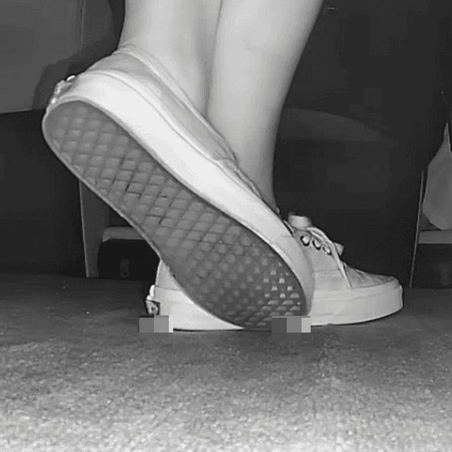 Woman in long skirt and Vans shoes candid crushing at the cinema 2