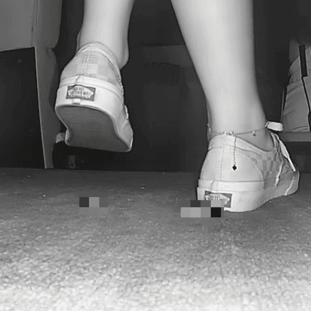 Woman in long skirt and Vans shoes candid crushing at the cinema 1