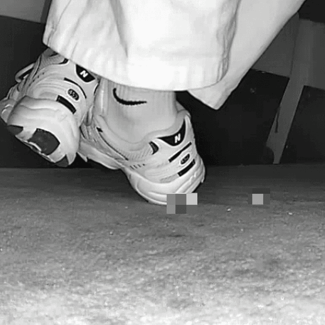 Woman in New Balance sneakers candid crushing at the cinema 4