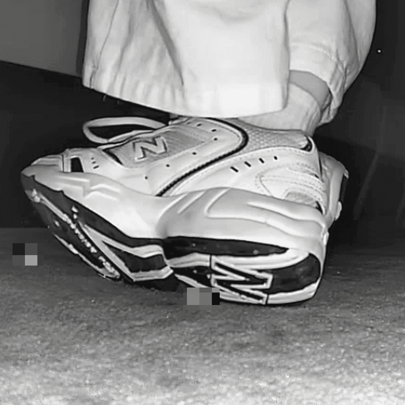 Woman in New Balance sneakers candid crushing at the cinema
