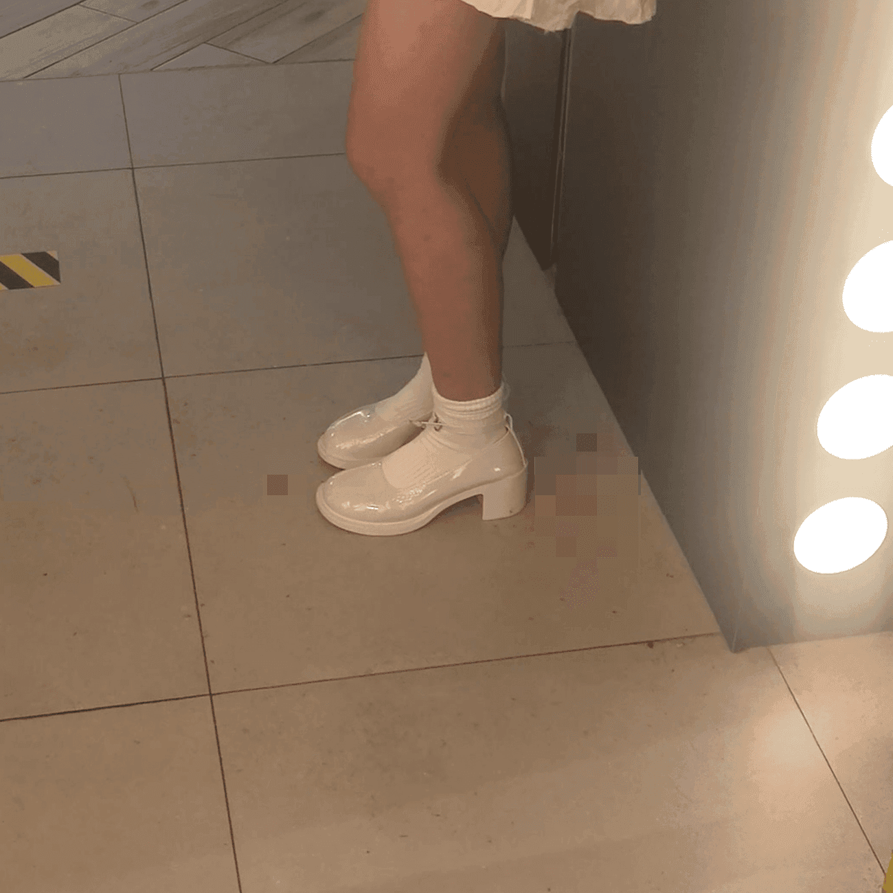 Cosplay girl in white socks and chunky heels candid crushing thumb 2
