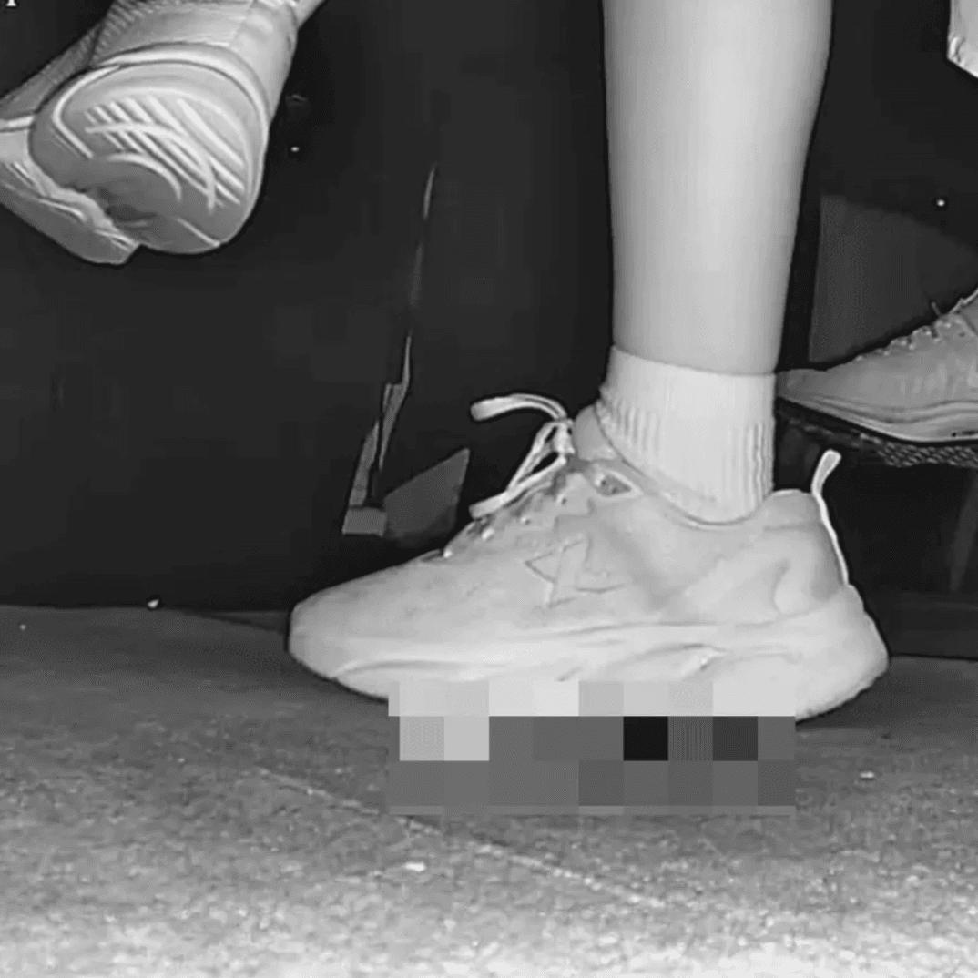 Woman in sneakers and white socks candid crushing in movie theater thumb 2