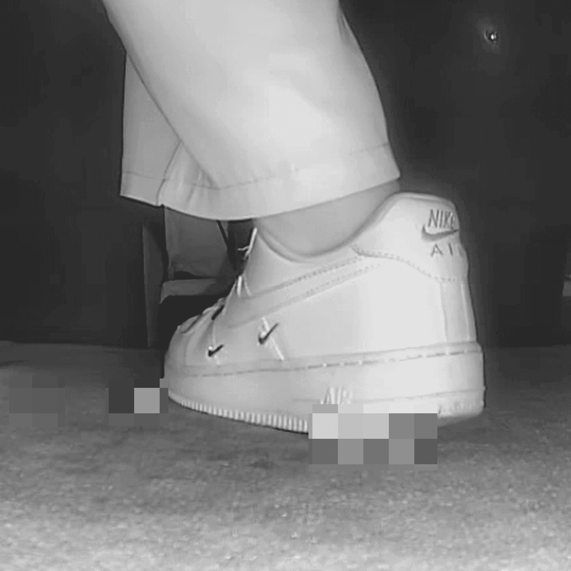 Woman in Nike sneakers candid crushing in cinema