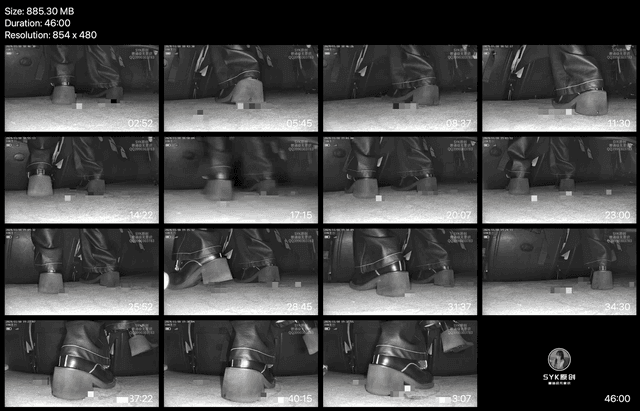 Woman in cinema candid crushing with block-heeled boots 6