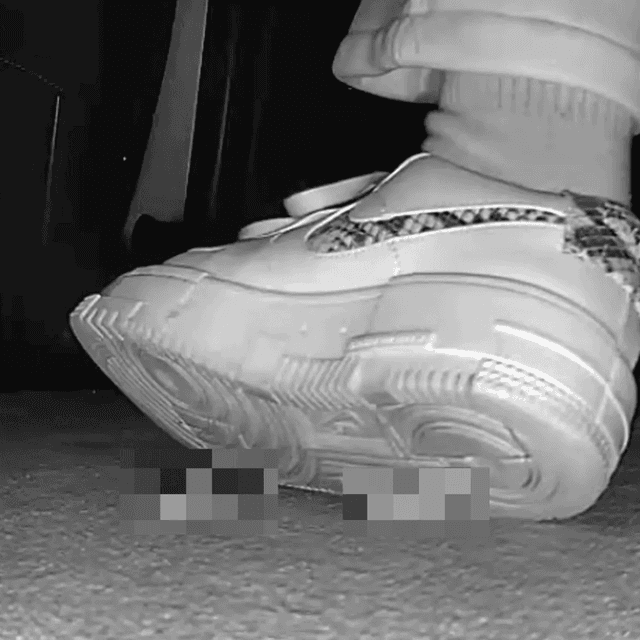 Woman in cinema candid crushing with Nike sneaker 2