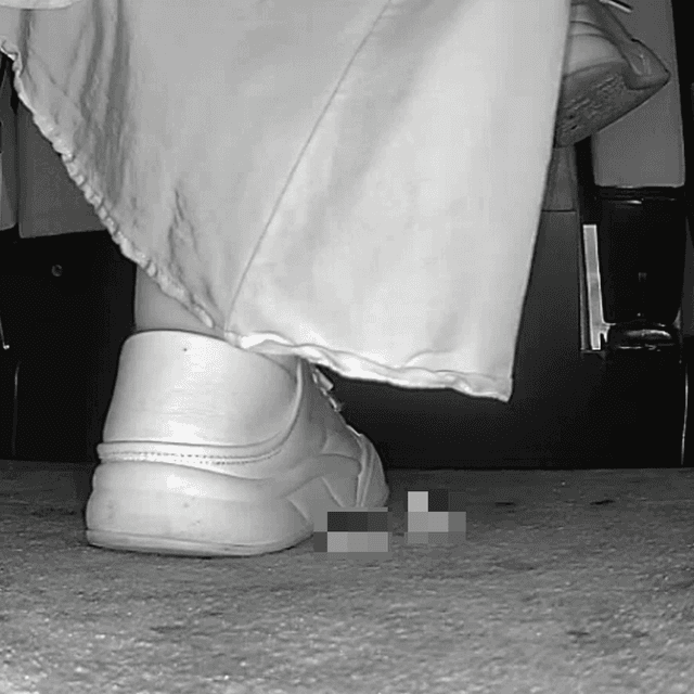 Woman in skirt and white sneakers candid crushing in the cinema 2