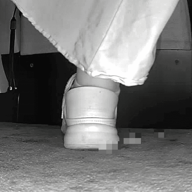 Woman in skirt and white sneakers candid crushing in the cinema 3