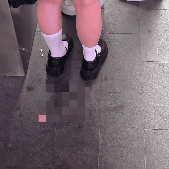 Anime convention woman white socks leather shoes candid crushing 3