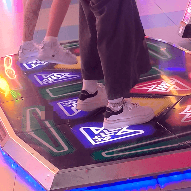 Dance machine two pretty women in McQueen sneakers and leather shoes candid crushing 4